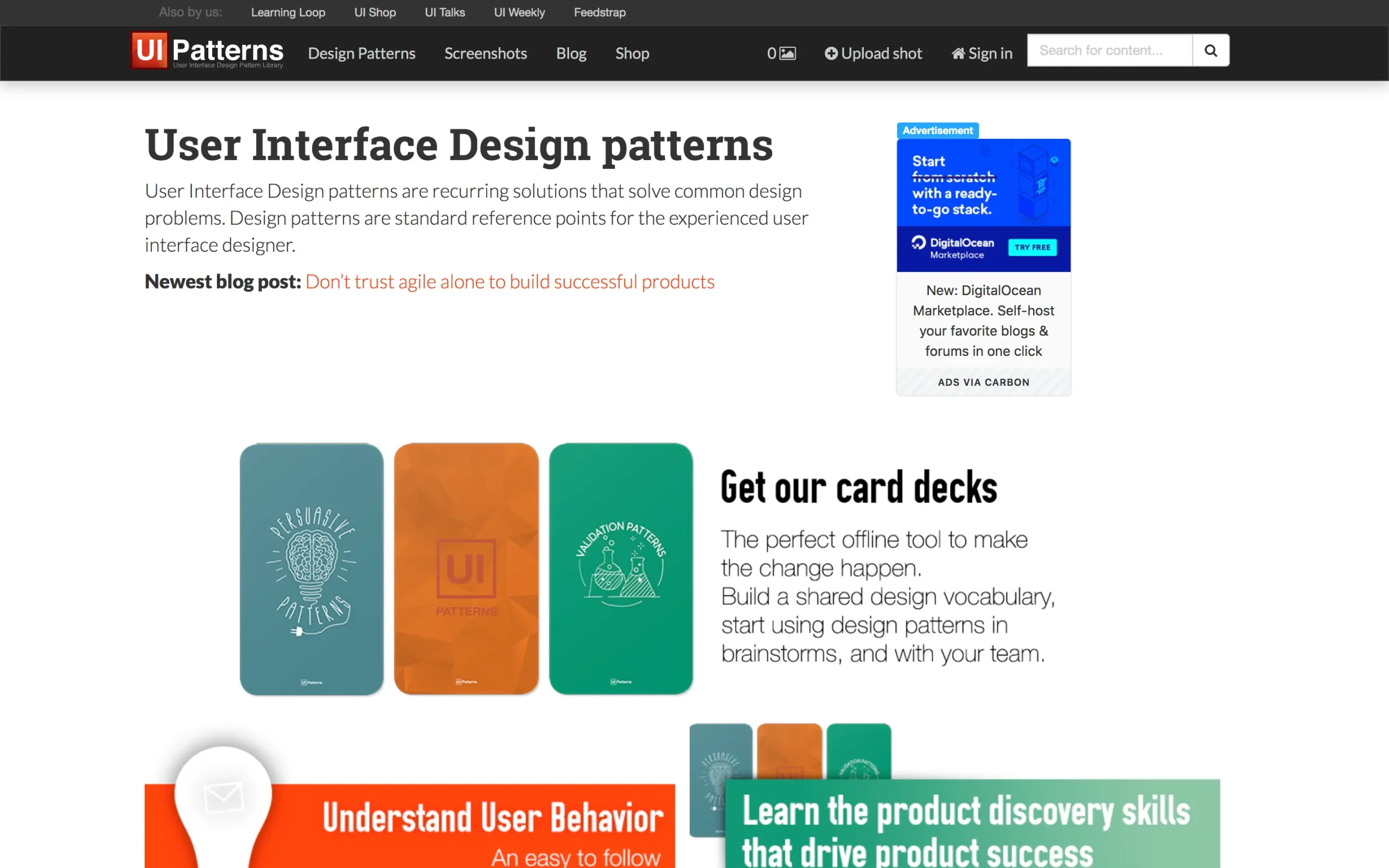 Web上でUIデザインパターンを検索「UI Patterns」